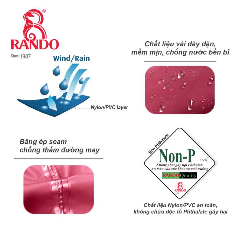 Chất liệu vải Nylon/PVC chống thấm tuyệt đối