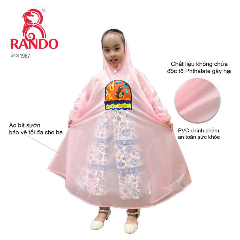 Áo mưa trẻ em Bisur Kids - Thiết kế bít sườn