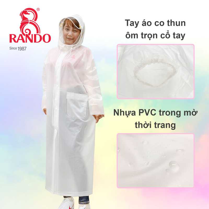 Áo mưa dây kéo chống giọt bắn làm từ PVC trong mờ, thời trang