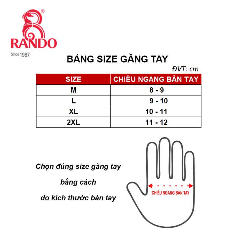 Bảng đo size Găng Tay Chống Cắt Cấp Độ 3 – RANDO